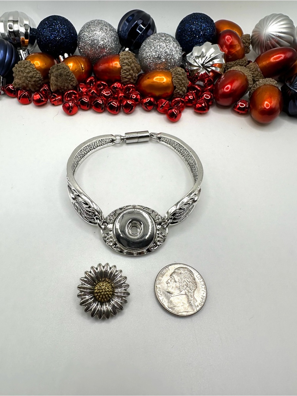 Sunflower Snap Jewelry Bangle Bracelet 18mm Ginger Snap! Size: Large Wrist NWT - Picture 9 of 17